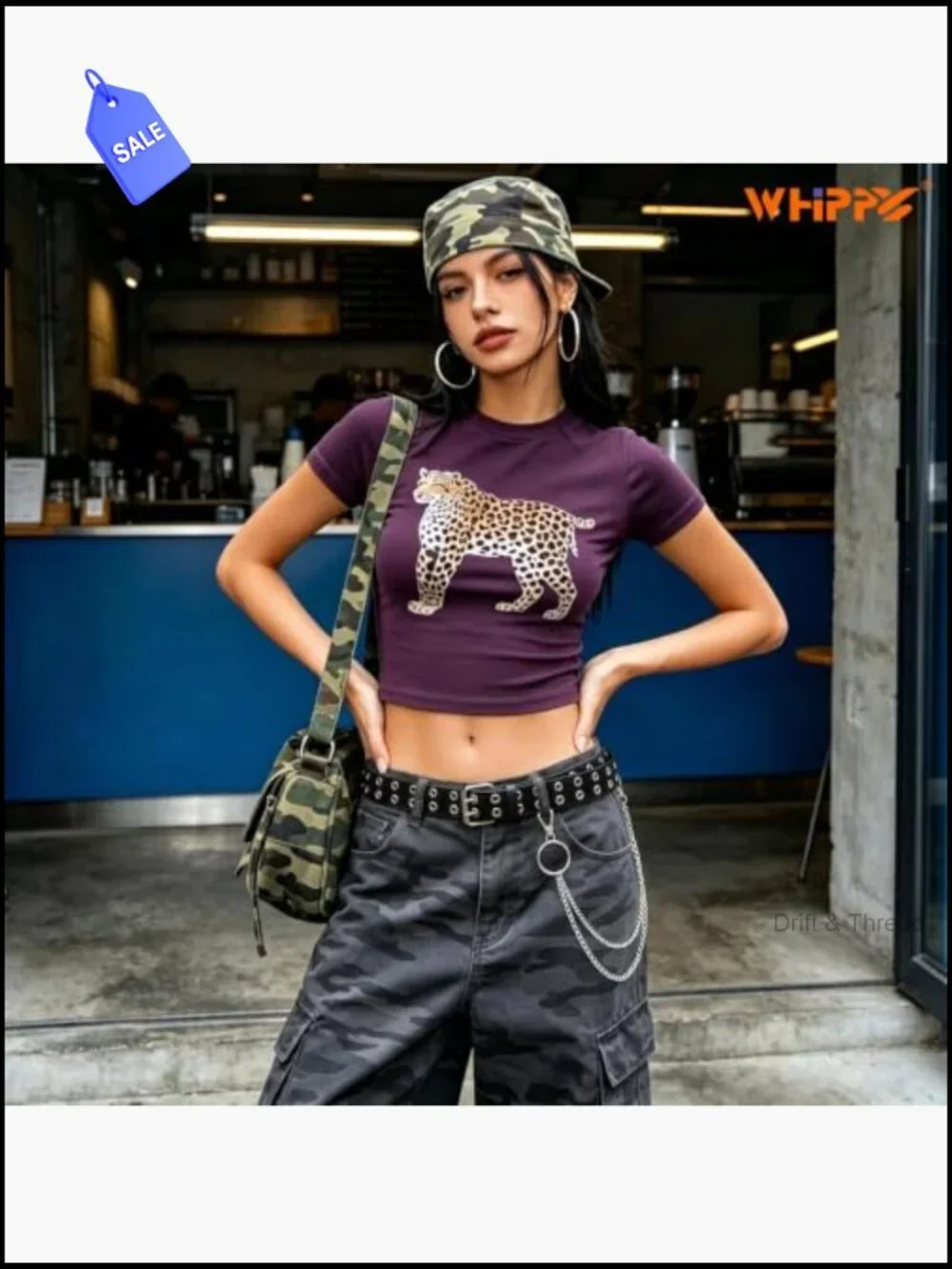 Double Prong Buckle Grommet Belt with Chain Punk Studded PU Leather 1.5